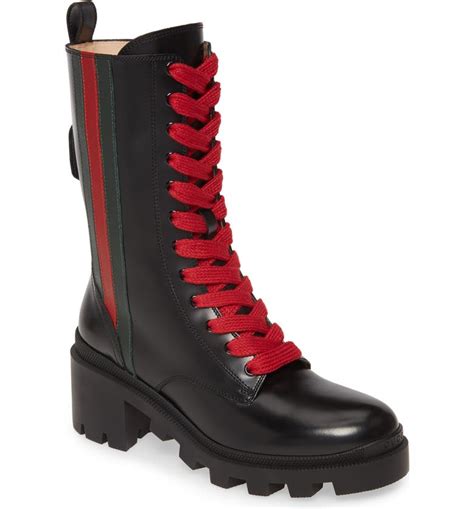 women gucci combat boot|gucci print thigh high boots.